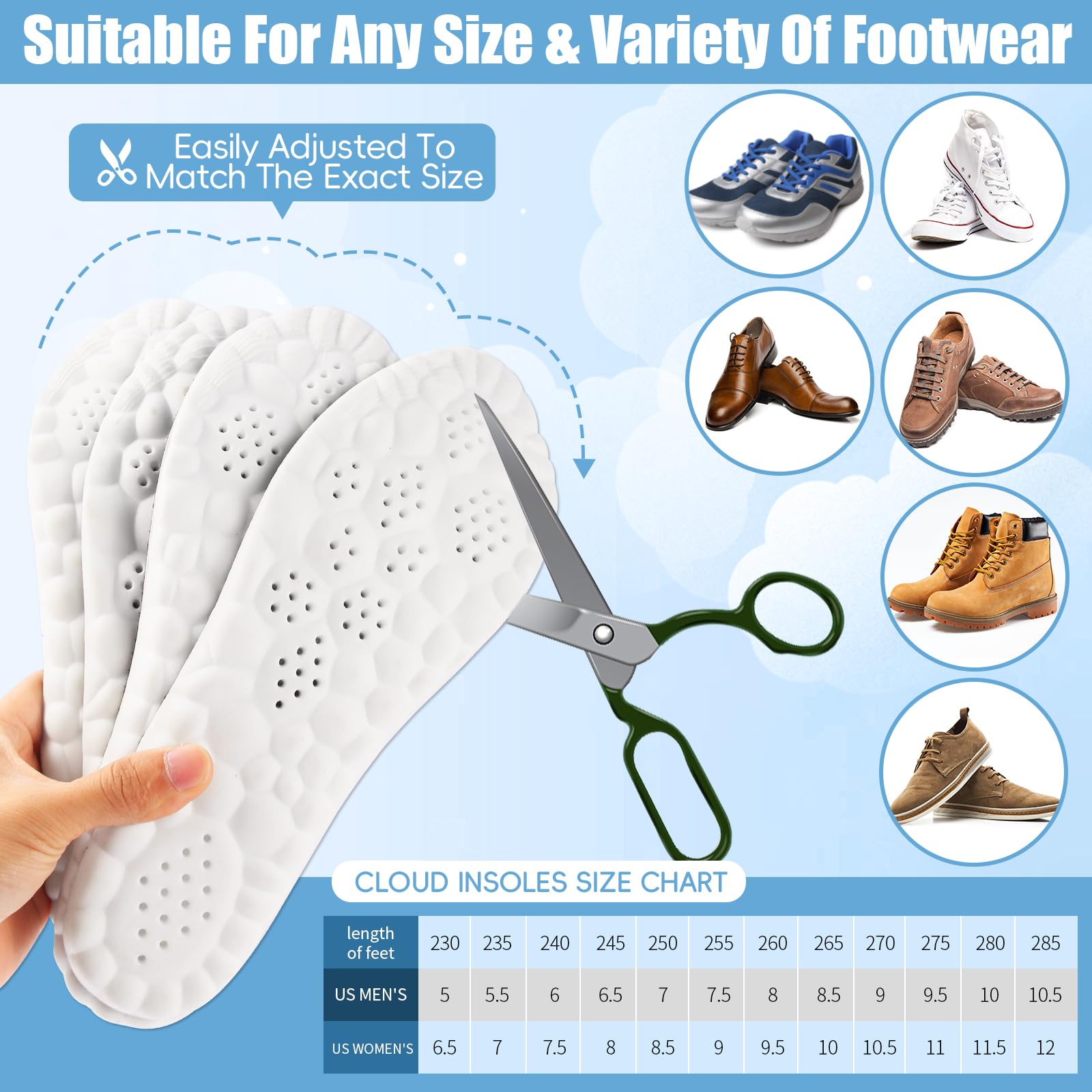 ocpcrn graphene-layer insoles boost durability and long-lasting performance.