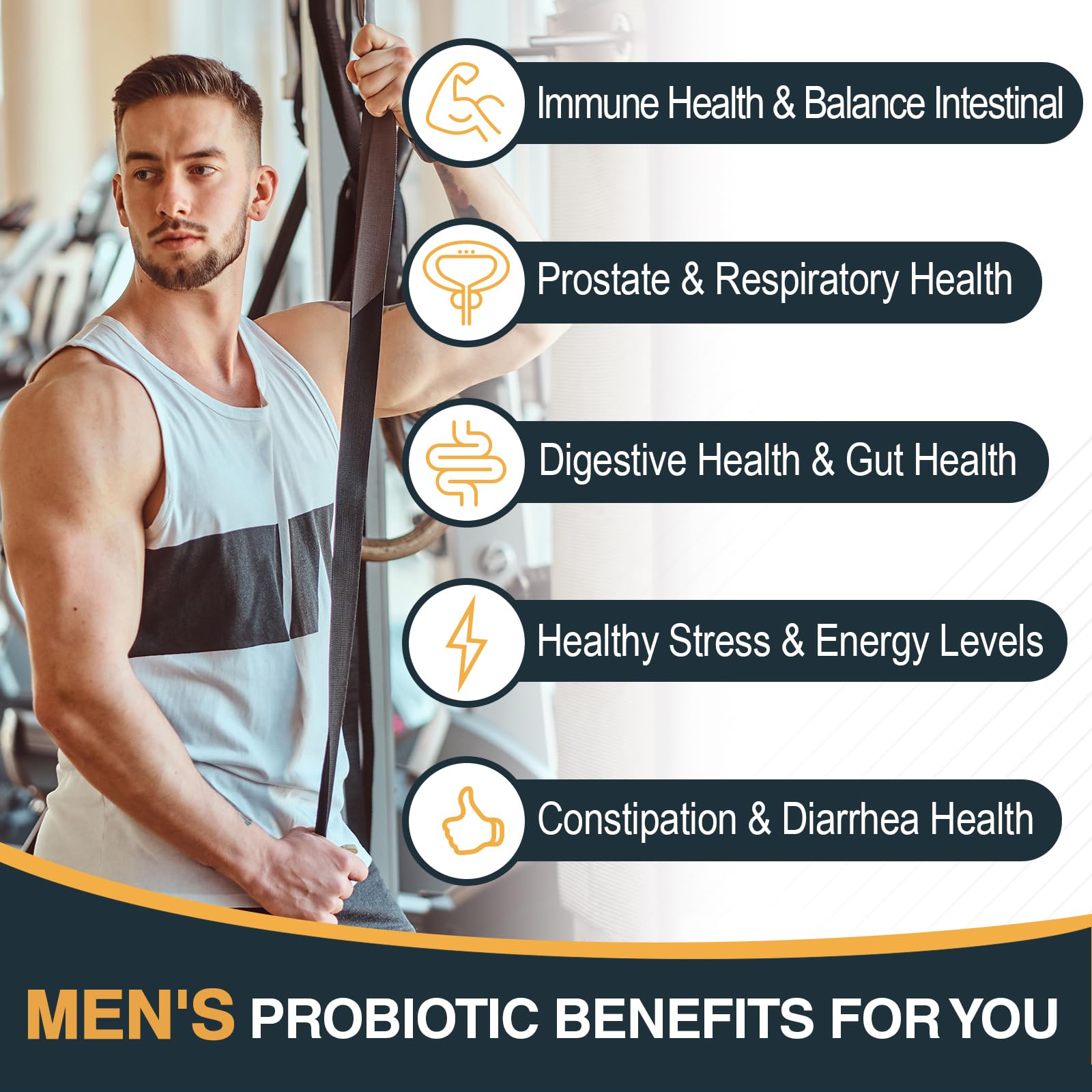 Ocshesally probiotics for men box packaging highlighting shelf-stable design.