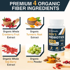 Ocshesally probiotics for men label front showing 12 strains and CFUs.