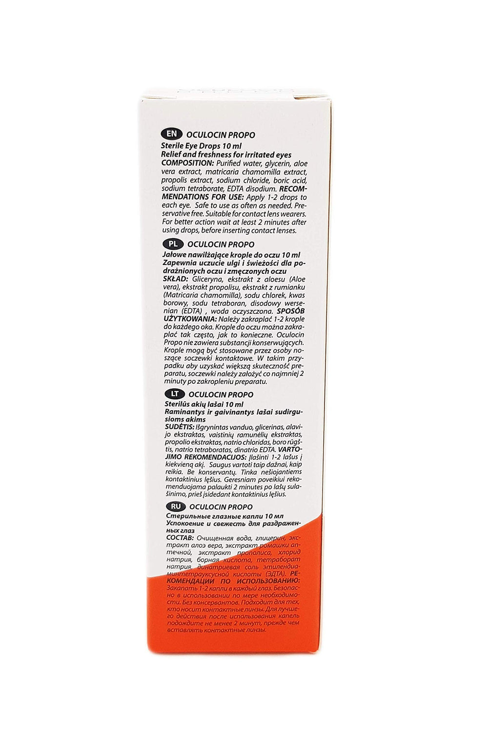 OCULOCIN Propo value-pack box highlighting portable 10 ml bottle for on-the-go care.