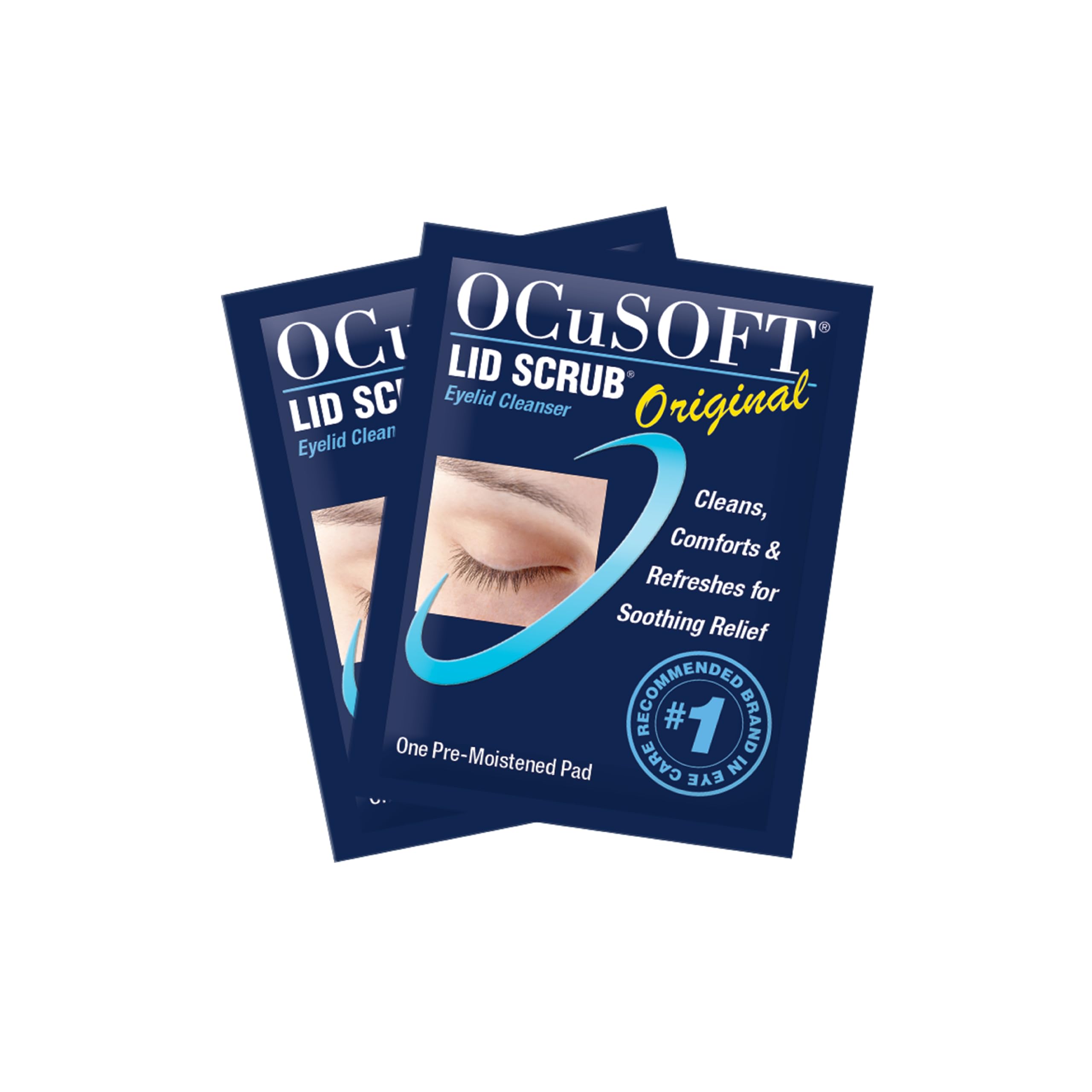 OCuSOFT pre-moistened pads, individually packaged for convenient use