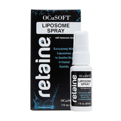 OCuSOFT Retaine Liposome Spray bottle close-up promoting eyelid comfort and hydration.