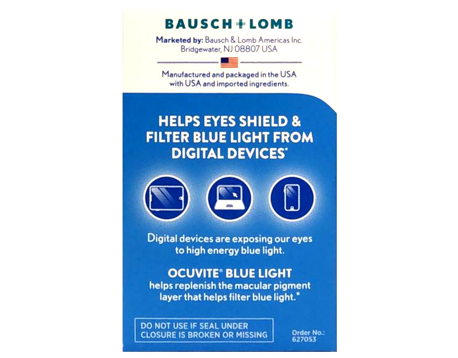 Ocuvite Blue Light ingredients lutein zeaxanthin label highlighted