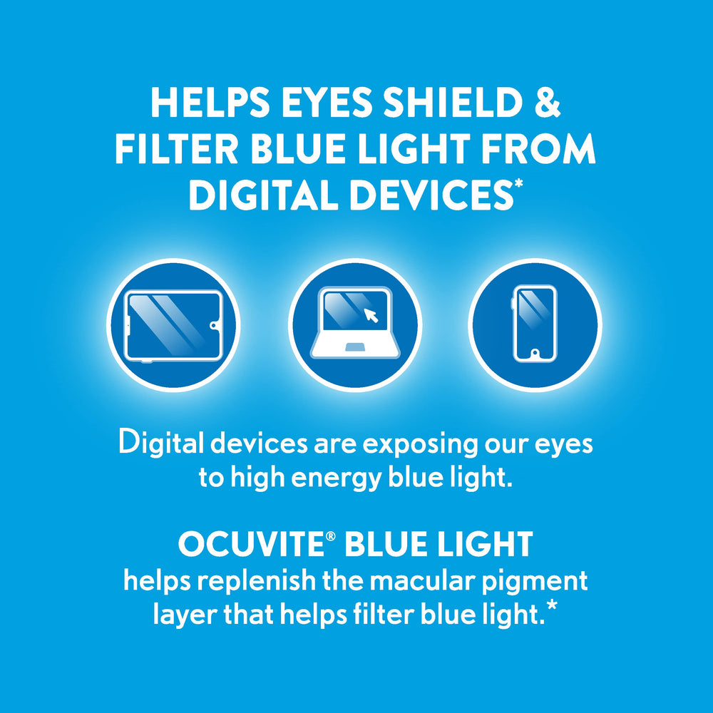 Ocuvite Blue Light packaging close-up with label shine