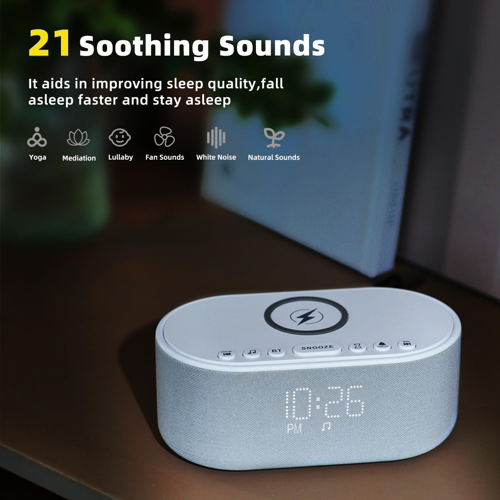 Odokee sound machine alarm clock 10W Bluetooth speaker delivering rich audio