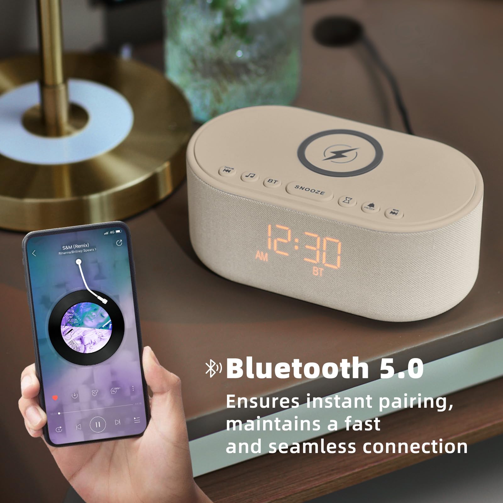 Odokee compact, minimalist bedside clock complements modern bedrooms.