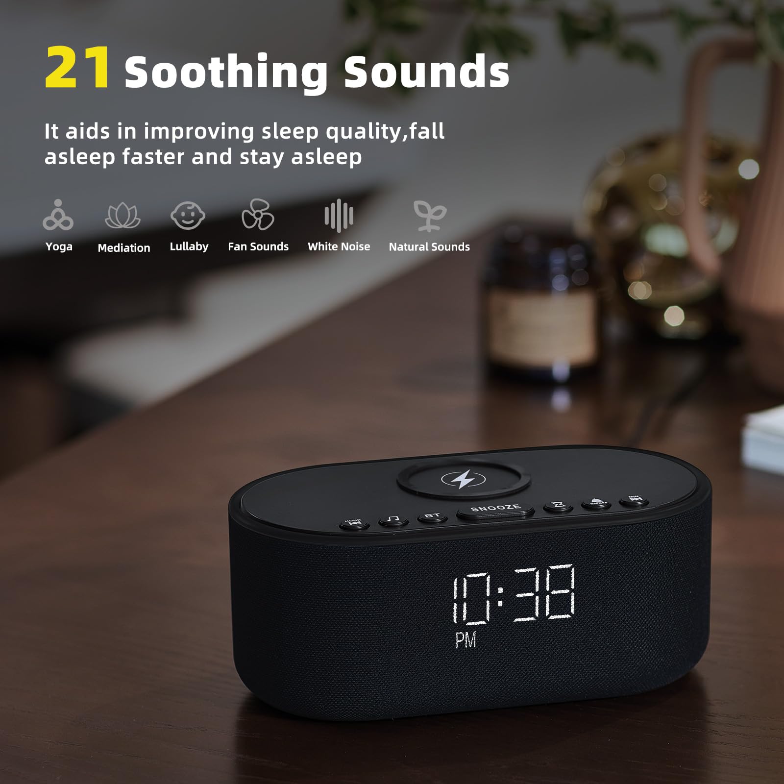 Odokee sound machine alarm clock bedside setup for relaxed evenings