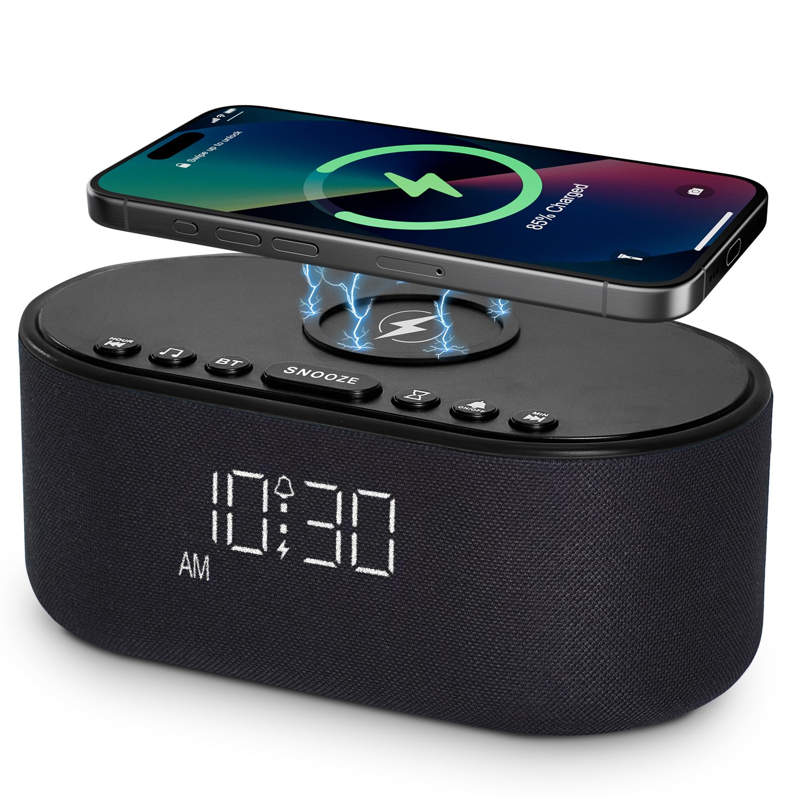 Odokee sound machine alarm clock front view for a tidy bedside setup