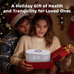 Odokee sound machine alarm clock wireless charging pad in use for convenient device charging