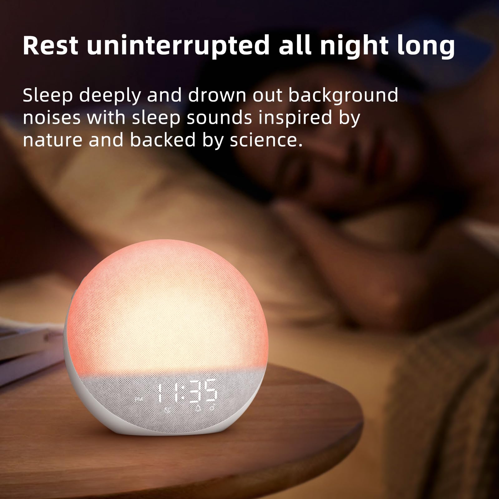 Odokee Sunrise Alarm Clock 5W stereo speaker delivers clear audio