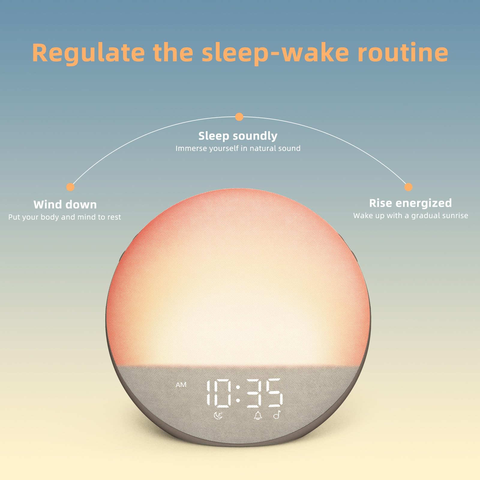 Odokee Sunrise Alarm Clock Bluetooth setup enabling wireless audio in the bedroom.
