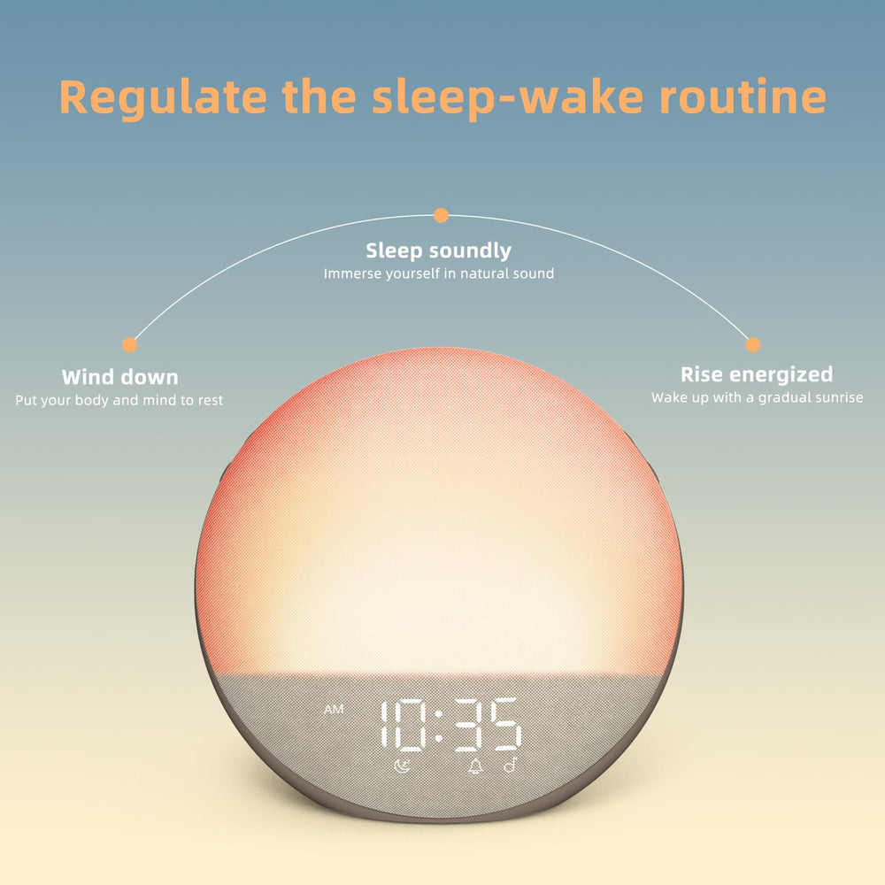 Odokee Sunrise Alarm Clock Bluetooth setup enabling wireless audio in the bedroom.