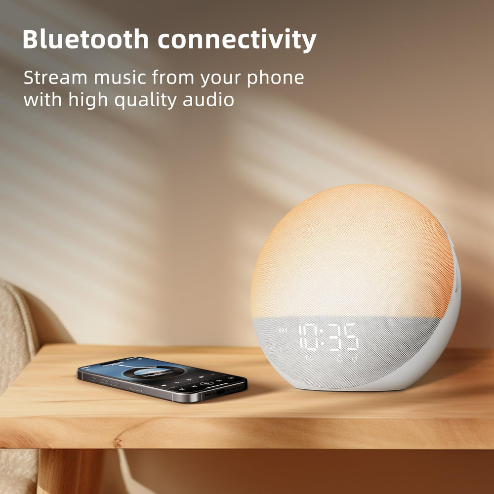 Odokee Sunrise Alarm Clock with Bluetooth speaker for music playback