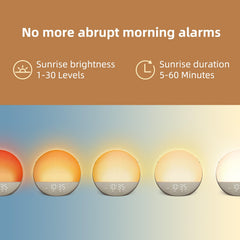 Odokee Sunrise Alarm Clock with speaker demonstrating Bluetooth streaming in the bedroom.