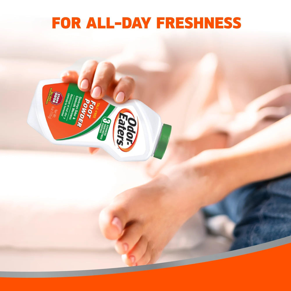 Odor-Eaters foot powder between toes usage for freshness