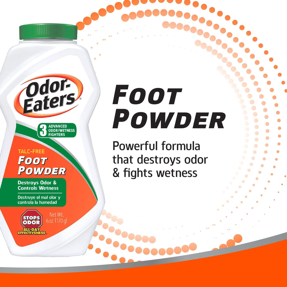 Odor-Eaters foot powder dispense action for mess-free application