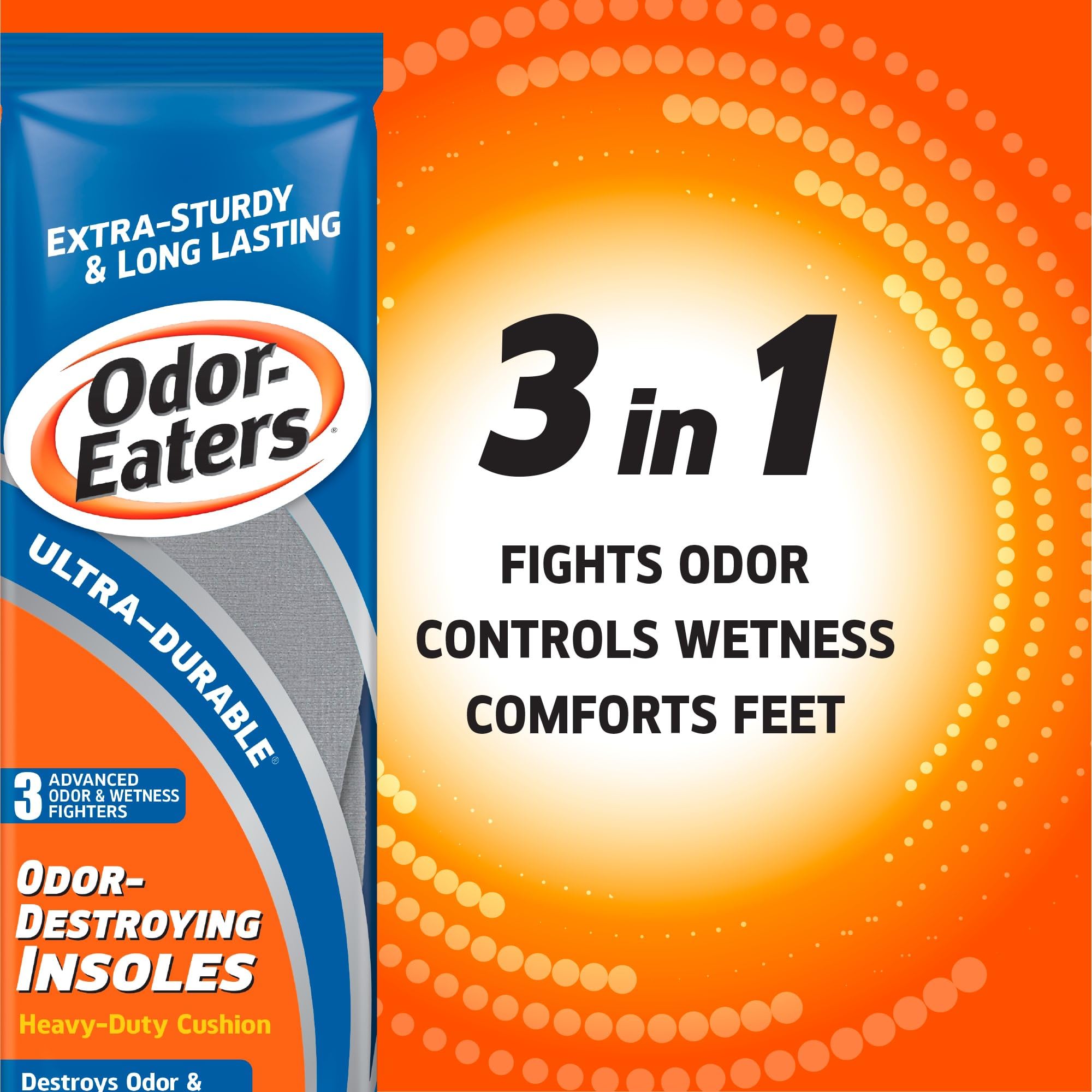 Odor-Eaters, plantilla que absorbe humedad para mantener pies secos.