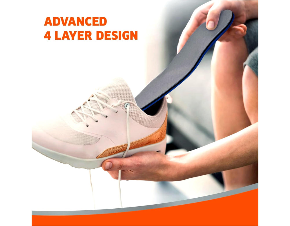 Odor-Eaters Ultra-Durable Insole moisture-absorption helps keep feet dry.