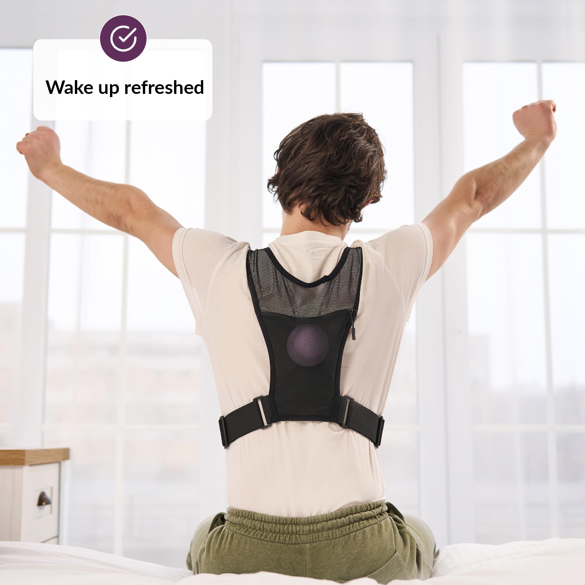 ODOXIA ball prevents back sleeping during nightly rest.