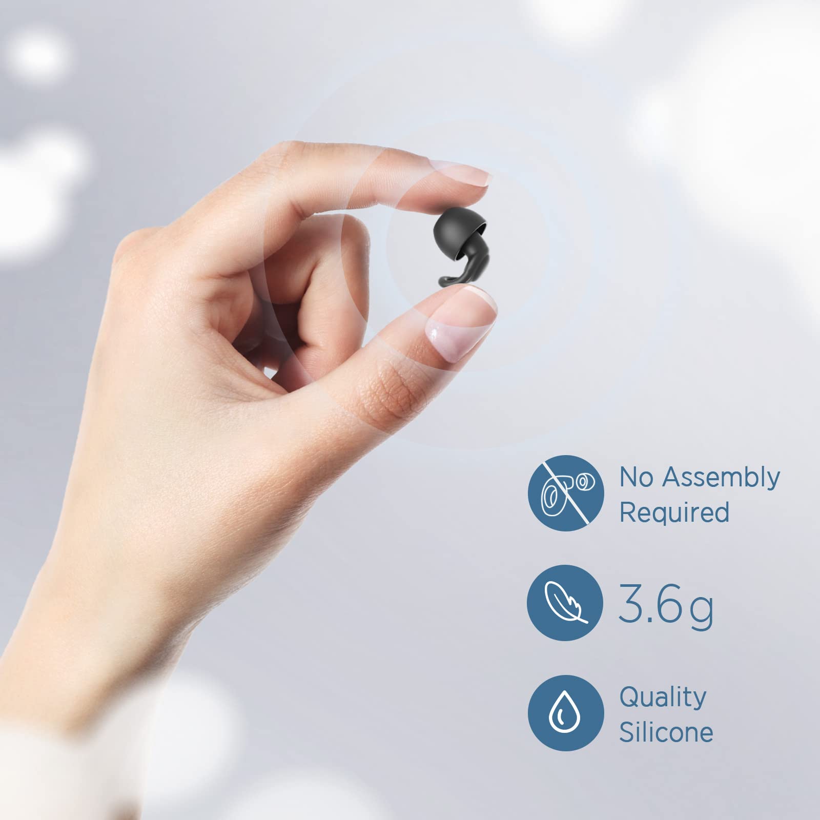 OEDOC silicone ear plugs in XS to L provide secure, customized fit.