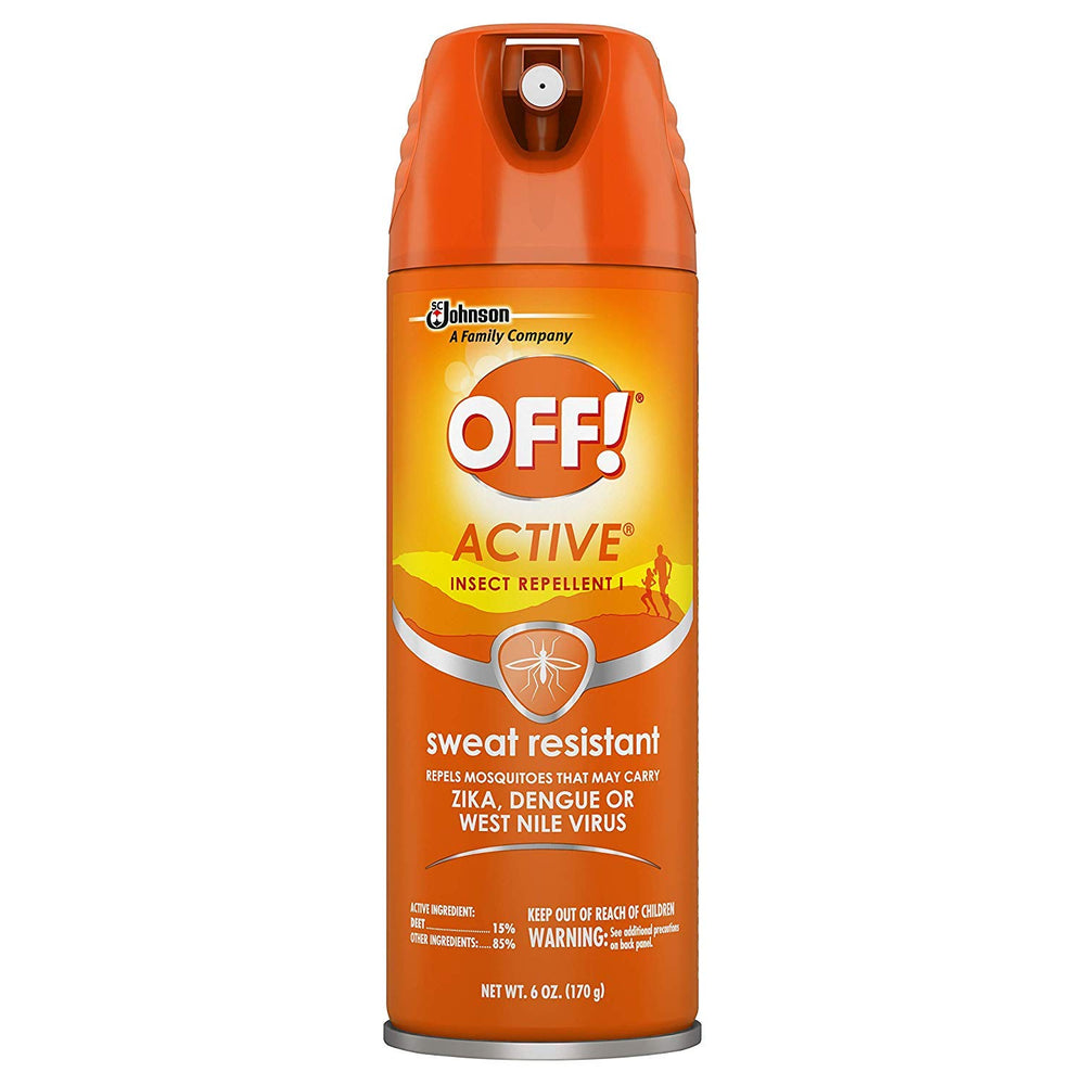 OFF! Active Insect Repellent spray mist shown for broad skin coverage during sports.