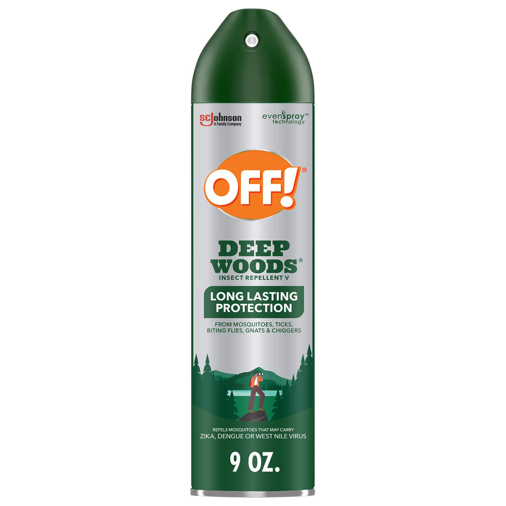 OFF! Deep Woods aerosol repelente de insectos para exteriores, protección duradera contra mosquitos.
