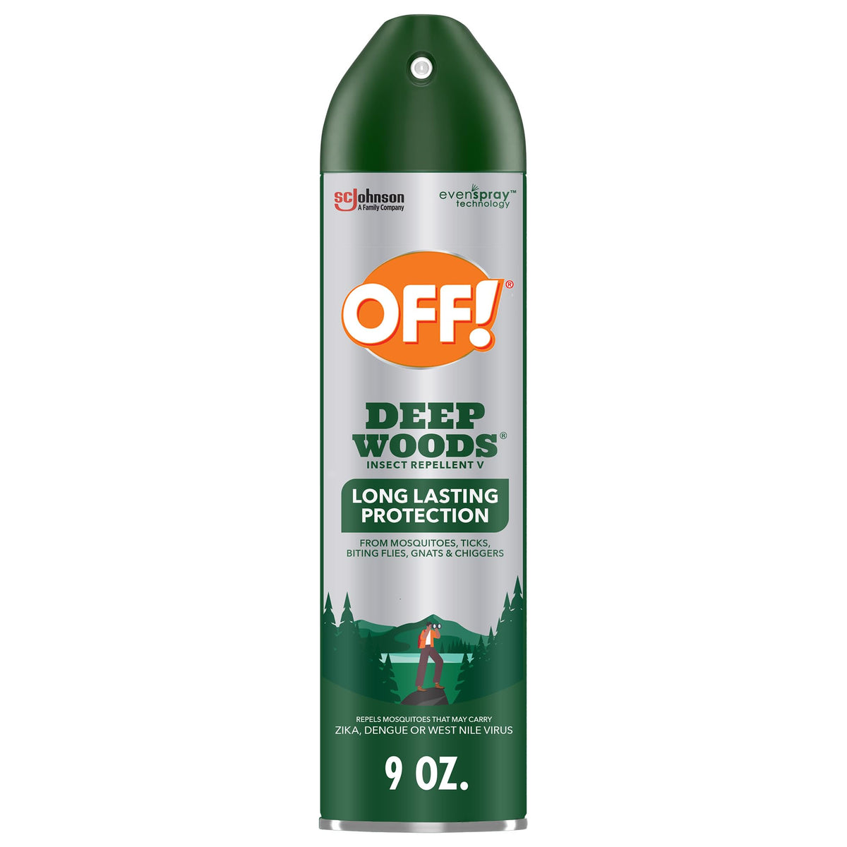 OFF! Deep Woods aerosol repelente de insectos para exteriores, protección duradera contra mosquitos.
