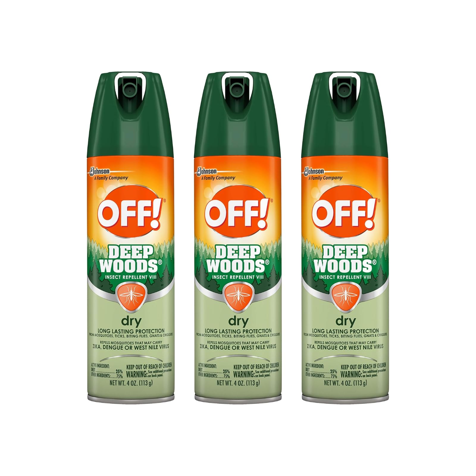 OFF! Deep Woods Dry 4 oz bottle in a pack of 3 provides outdoor protection.