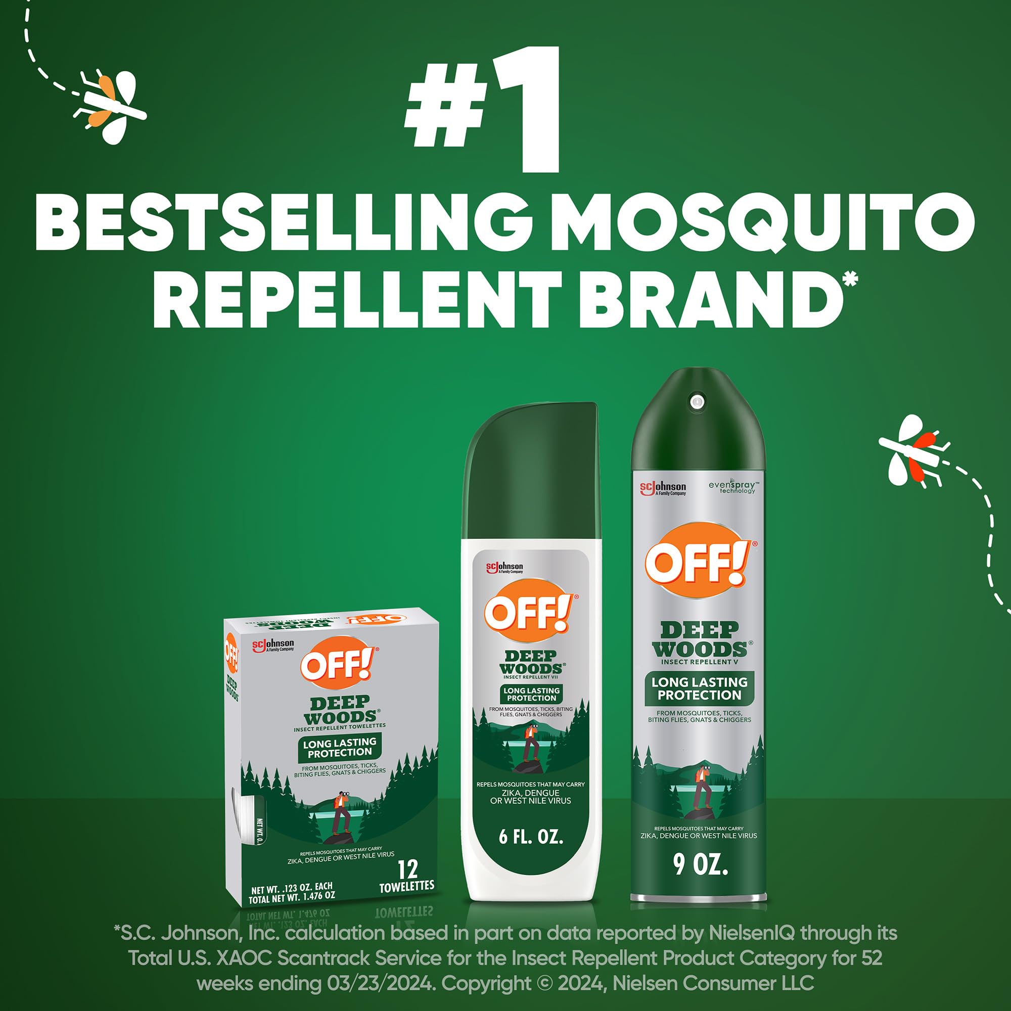 OFF! Deep Woods protección para actividades al aire libre contra mosquitos e insectos.