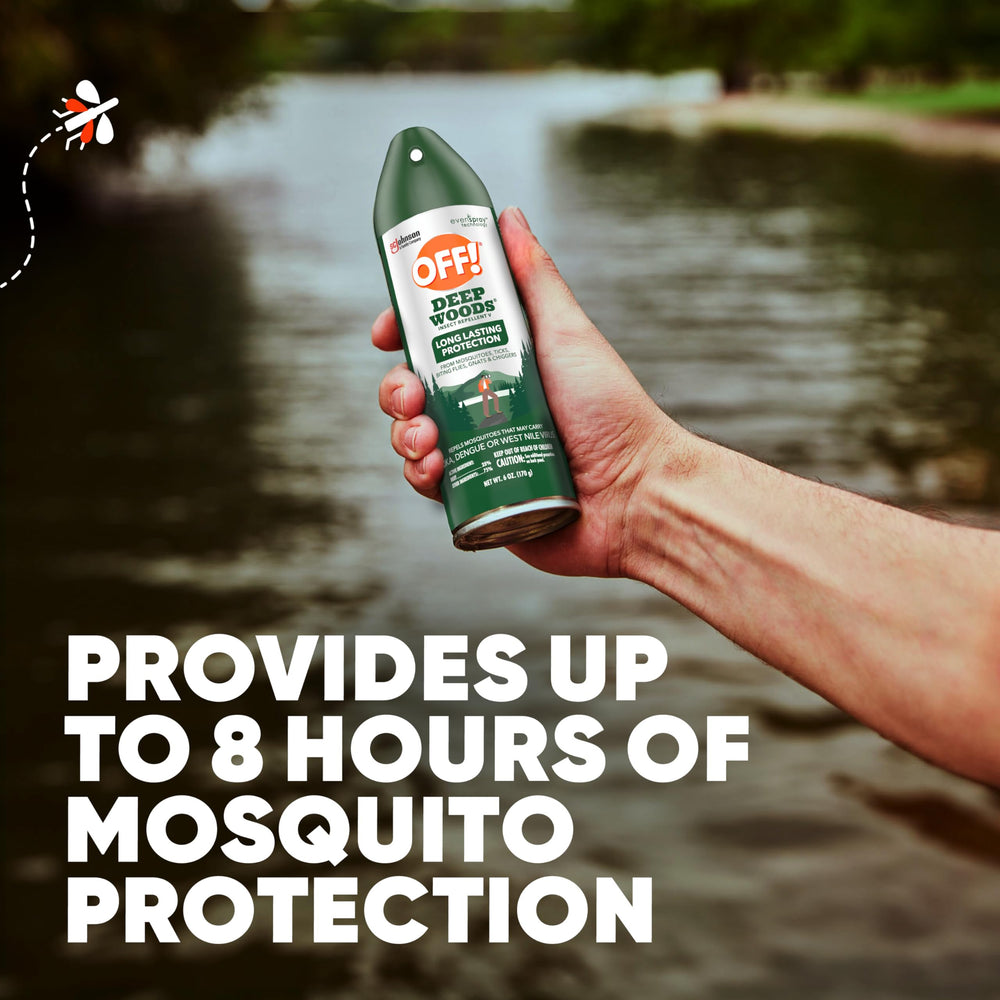 Protección prolongada contra mosquitos para actividades al aire libre con OFF! Deep Woods.