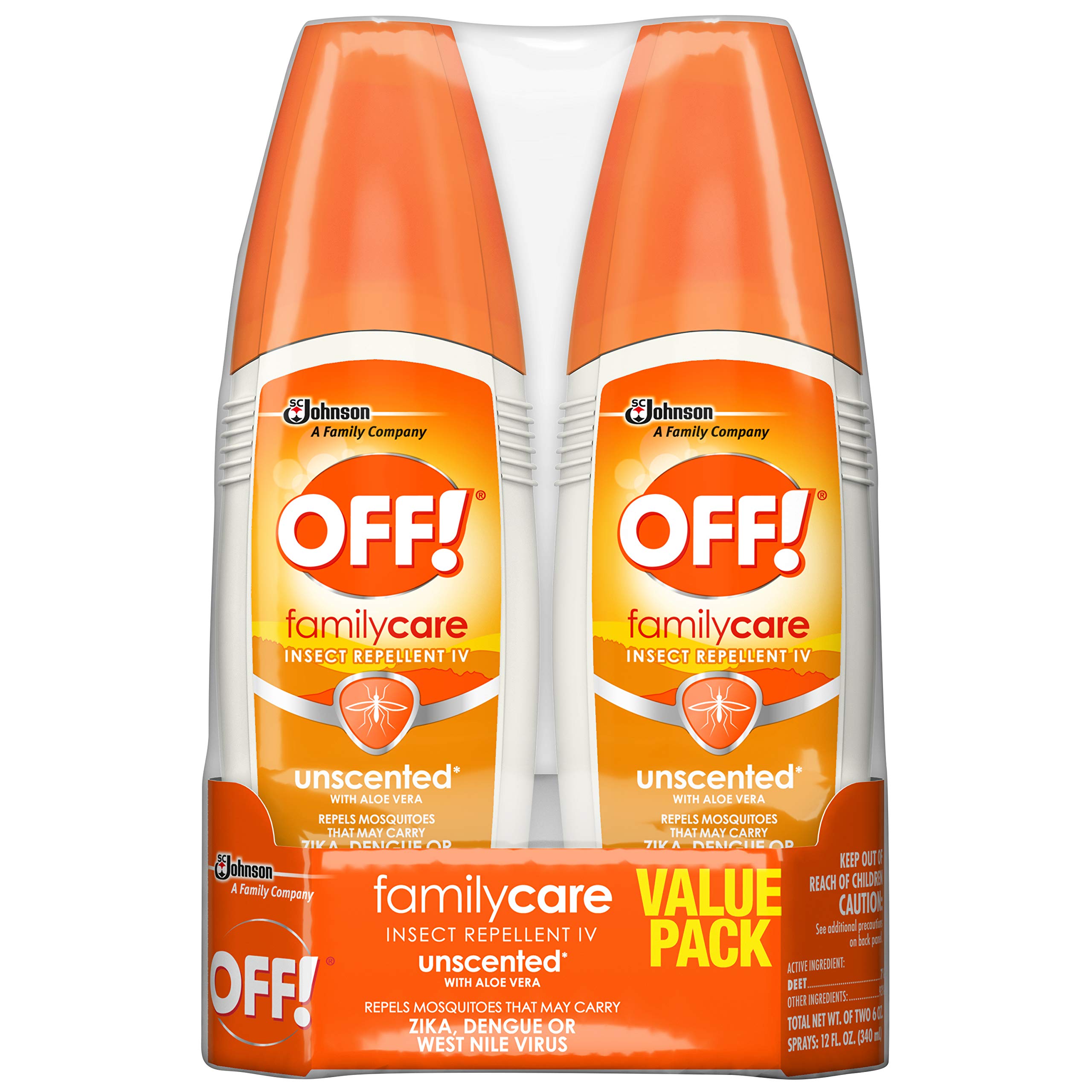 OFF! FamilyCare unscented spritz twin-pack on clothing provides outdoor insect protection