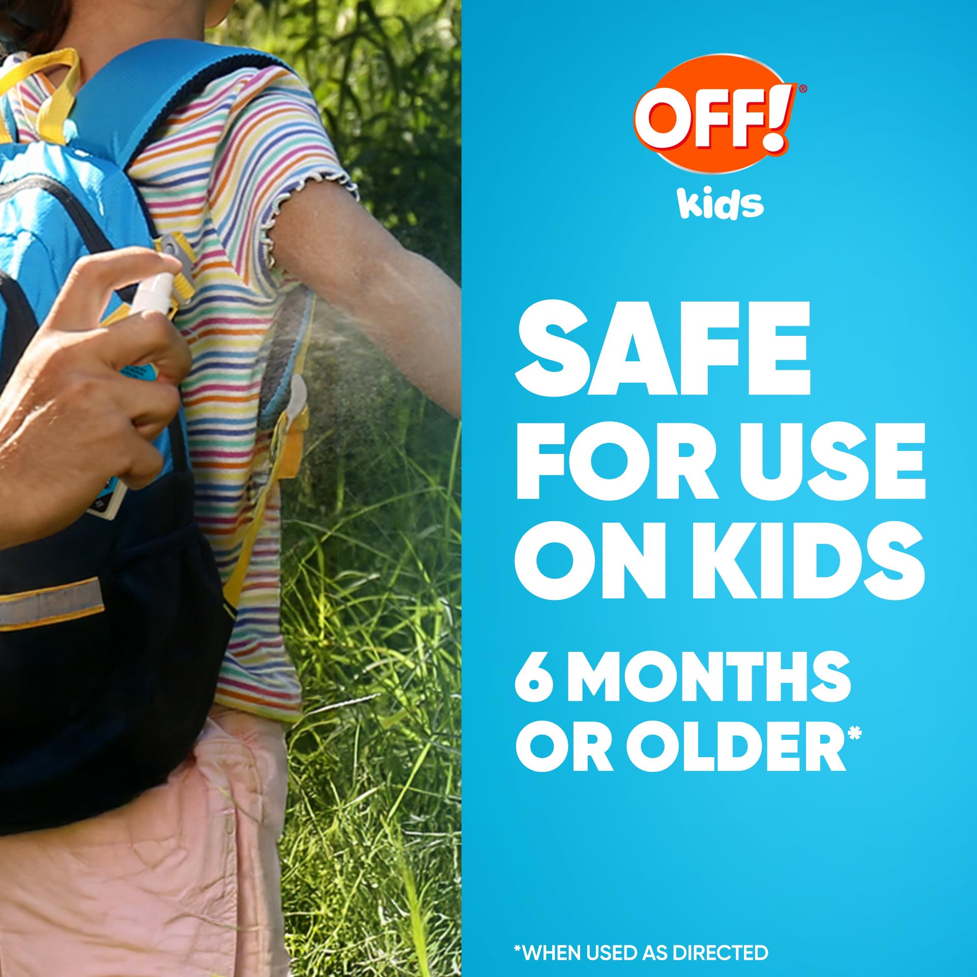 OFF! Kids pump spray shown for easy one-handed application.