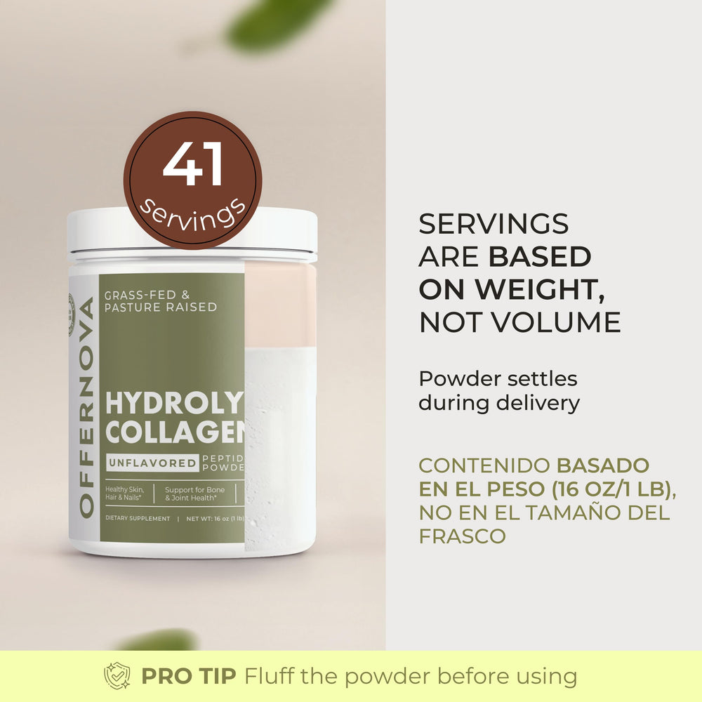 Offernova collagen bag top-view shows resealable packaging for freshness.