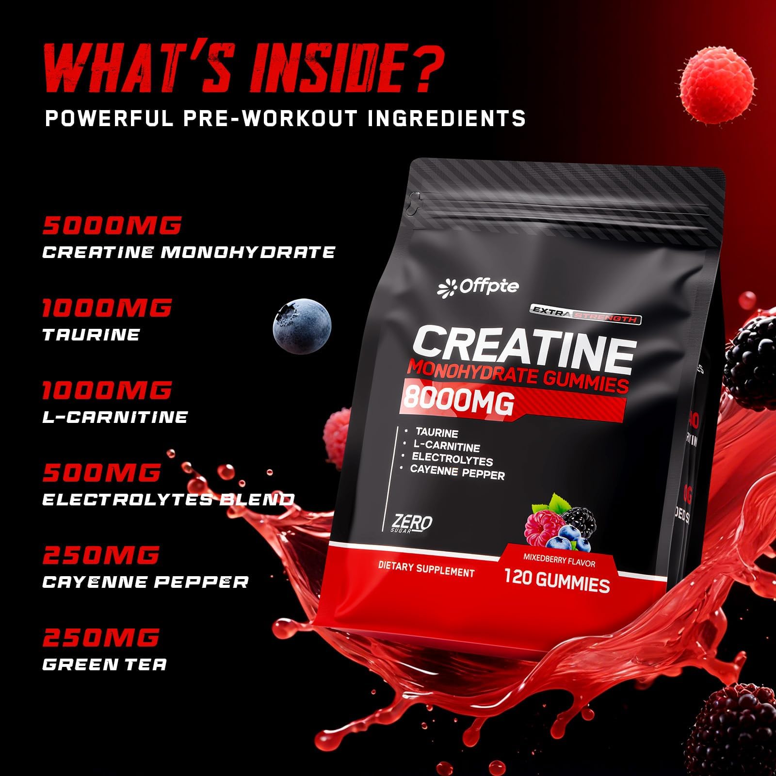 Gym bag with OFFPTE Creatine Gummies for on-the-go training