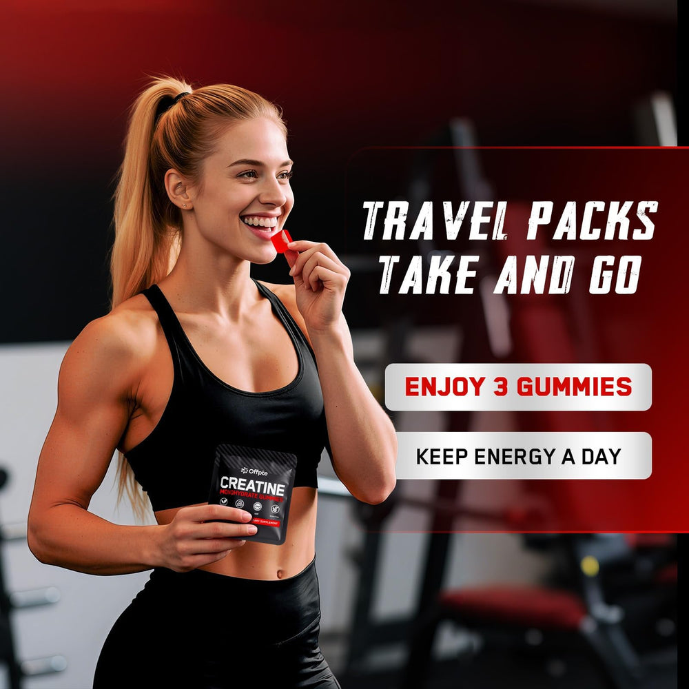 Kitchen scene with OFFPTE Creatine Gummies, ready for daily use