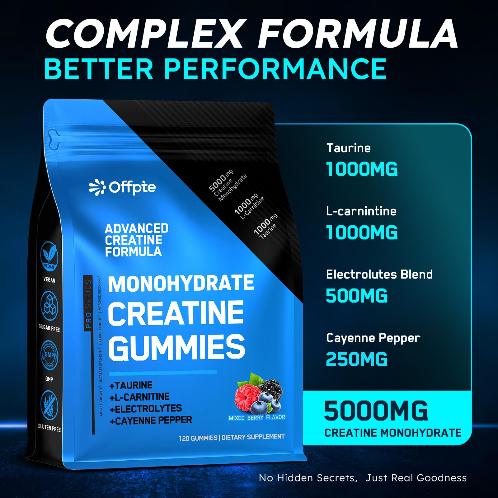 Travel packets of OFFPTE Creatine Gummies ready for gym bag