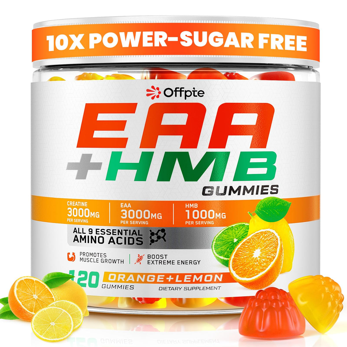OFFPTE EAA Gummies bottle front – convenient pre- and post-workout support.