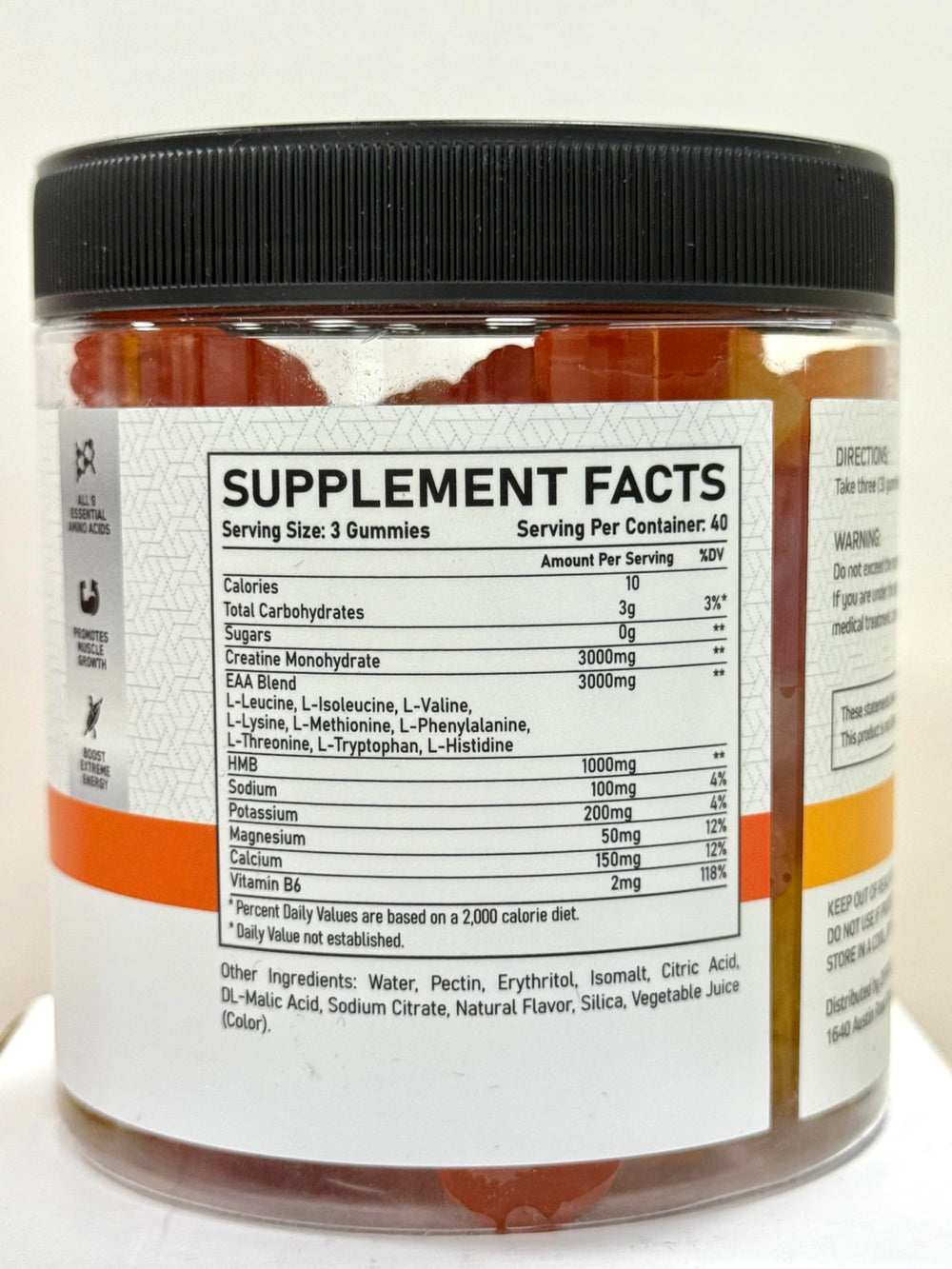 Supplement facts panel highlights vegan, gluten-free, and non-GMO attributes.
