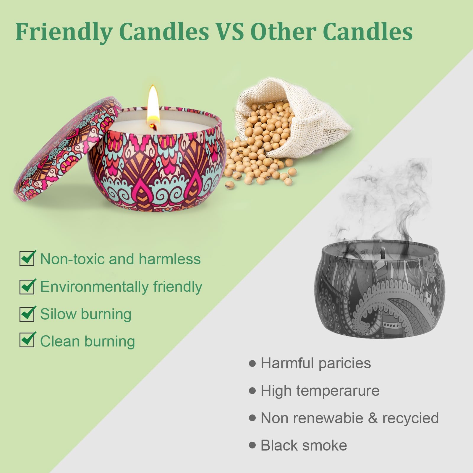 OFUN soy wax scented candles with natural wicks for clean burn