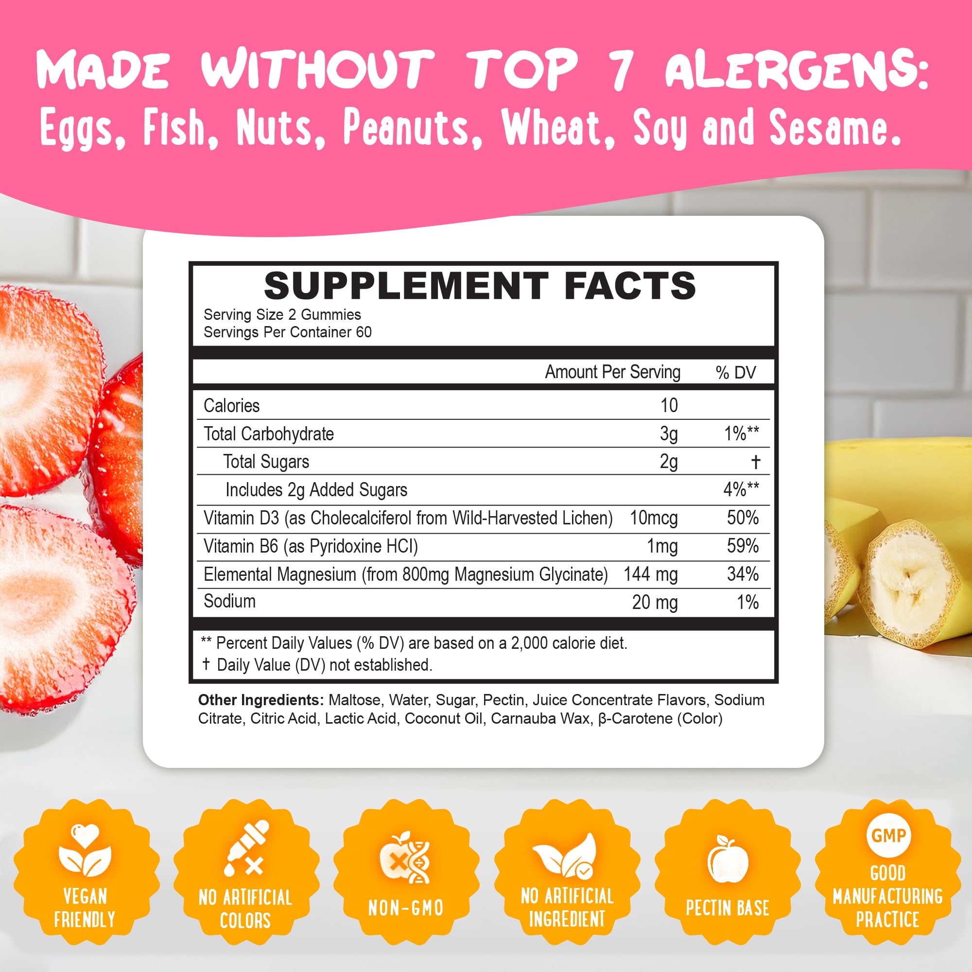 OH MY CHEWY ingredients badge shows vegan gluten-free non-GMO for clean nutrition