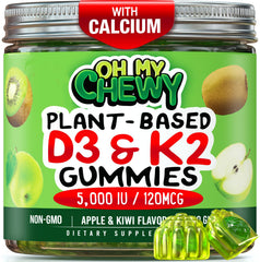 OH MY CHEWY center-filled gummies pack, vitamin D3 K2 calcium for daily support