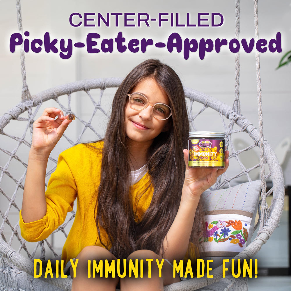 OH MY CHEWY daily immunity gummies suitable for kids 4 and up.