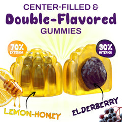 OH MY CHEWY elderberry gummies with lemon-honey center offer a tasty immune boost.