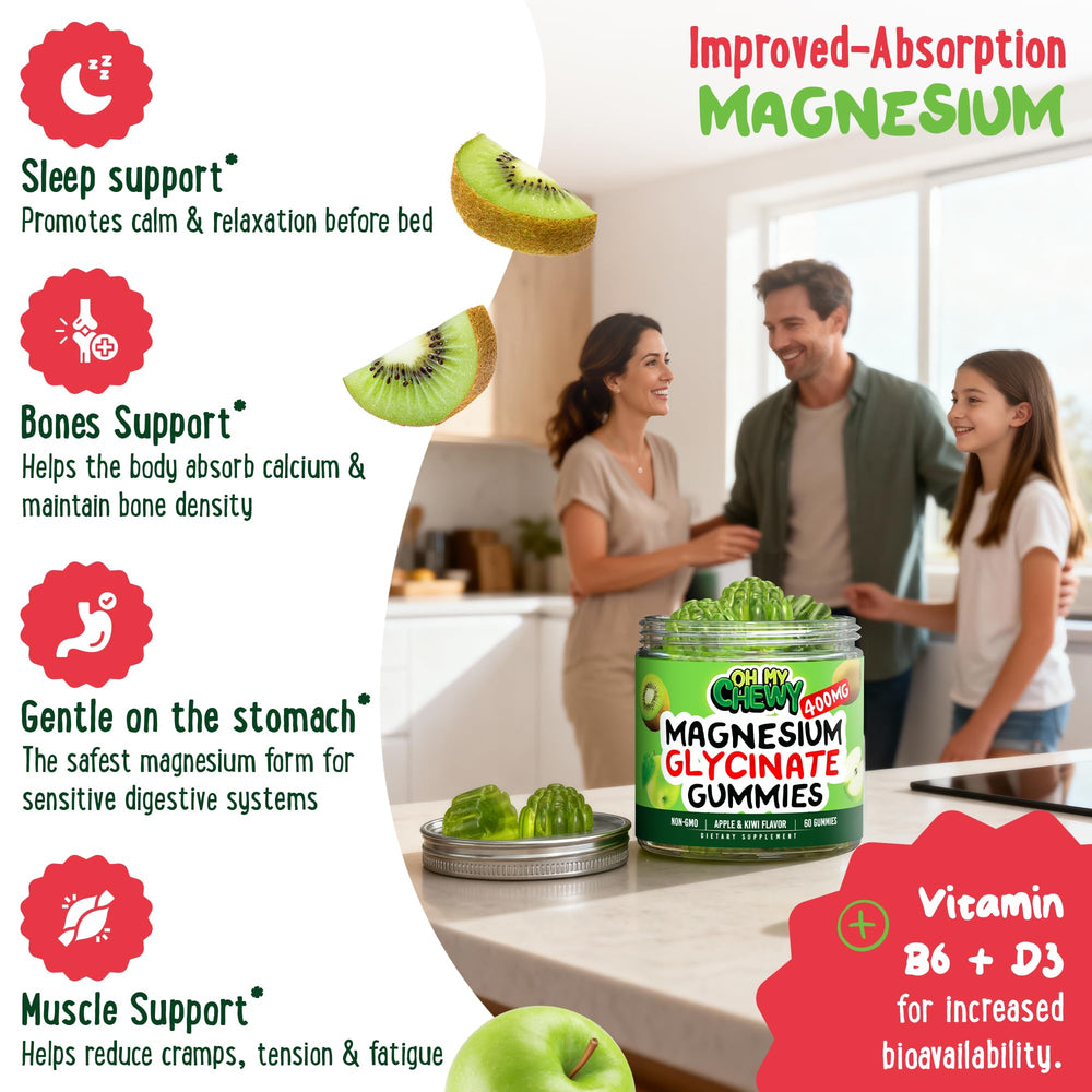 OH MY CHEWY magnesium gummies ingredients panel vegan gluten-free formula