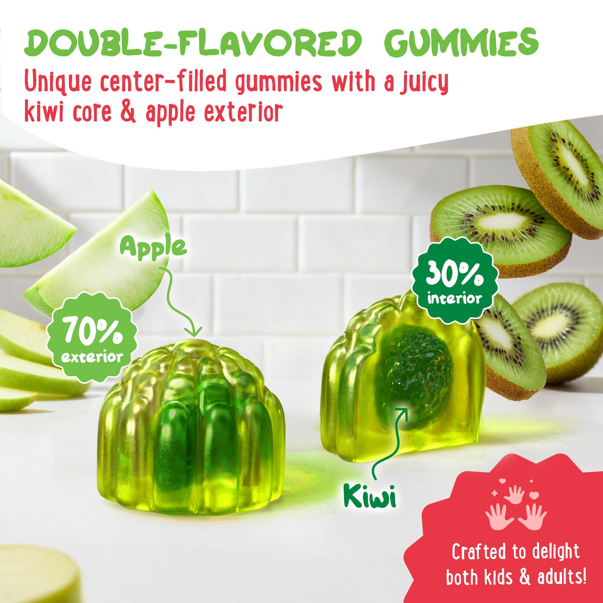 OH MY CHEWY two-flavor gummies close-up showing fruity chew
