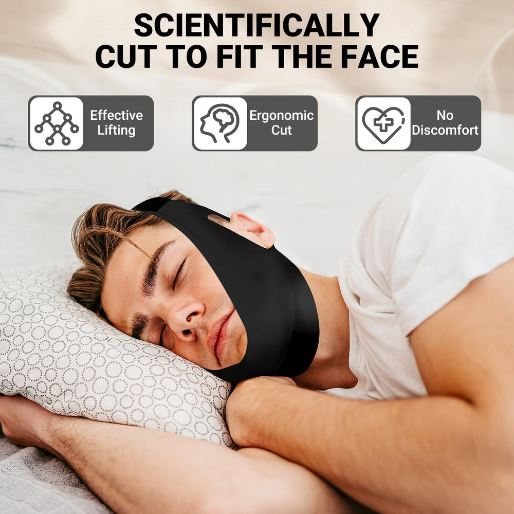Ohaleep adjustable strap close-up highlighting secure four-sided stability for all-night wear.