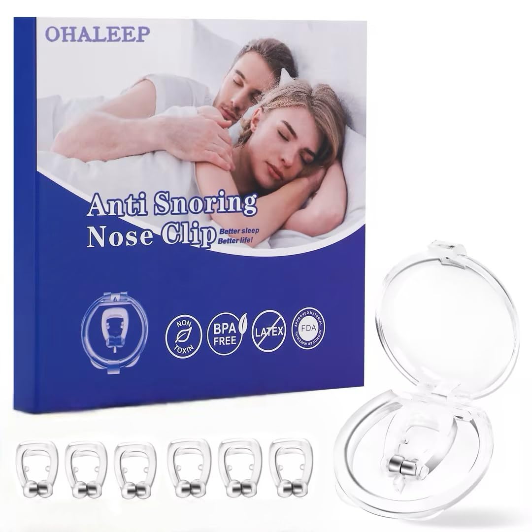 OHALEEP anti-snore nose clip demonstrates magnetic design for clearer nasal airflow.