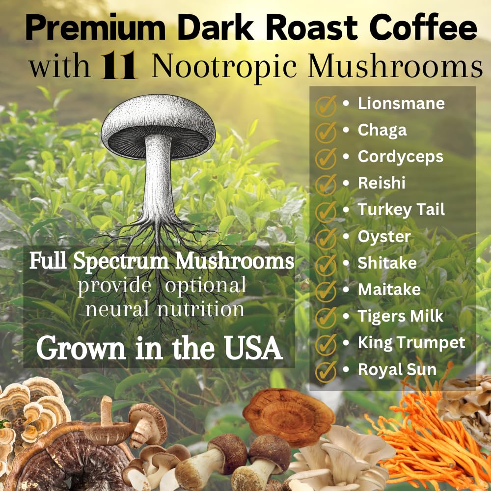 OhmYes 11-mushroom-blend label close-up highlights full-spectrum mushrooms for daily vitality.