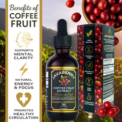 OhmYes Javaberry coffee fruit extract drops being poured for easy, steady mental clarity.