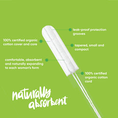 Oi tampons display GOTS and BioGro certifications for organic cotton